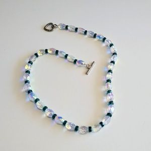 Women's Iridescent Barrel Glass Bead Necklace